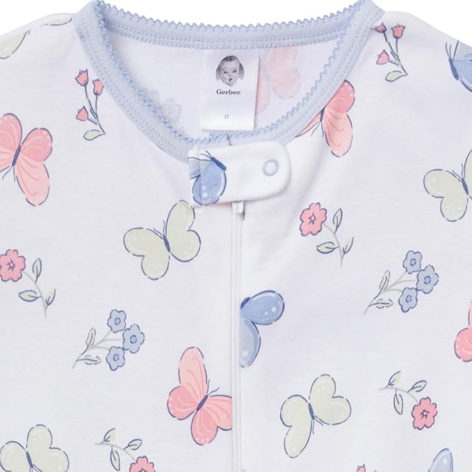 Gerber Baby Girls' 2-Pack Footed Pajamas