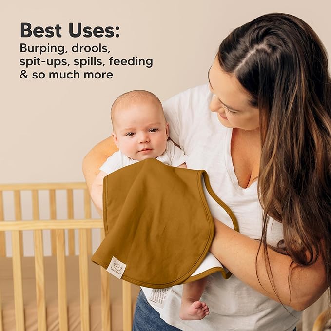 KeaBabies 4-Pack Baby Burp Cloths Baby Girl, Boy - Organic Cotton Burp Cloth, Extra Large, Absorbent, Soft Burping Cloths & Bibs Set for Babies, Newborn Burp Clothes, Thick Burp Rags (Phase)