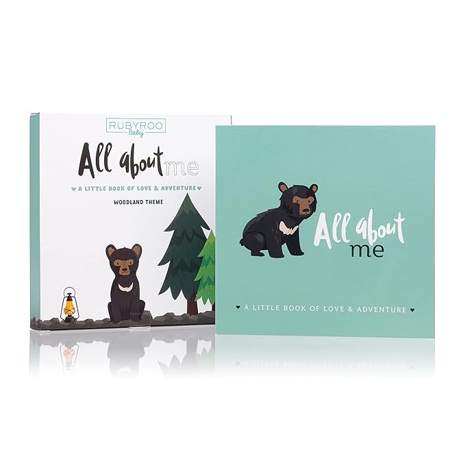 RubyRoo Baby Memory Book - Milestone Keepsake Baby Photo Album - First 5 Years Scrapbook Journal for Baby Boy or Girl - Pregnancy Gift for Baby Shower, Newborn Gender Neutral Record Book - Woodland