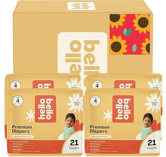 Hello Bello Diapers, Size 4 (22-37 lbs) Flower Child, 84 Count Value Pack of Premium Disposable Baby Diapers, Hypoallergenic with Soft, Cloth-Like Feel