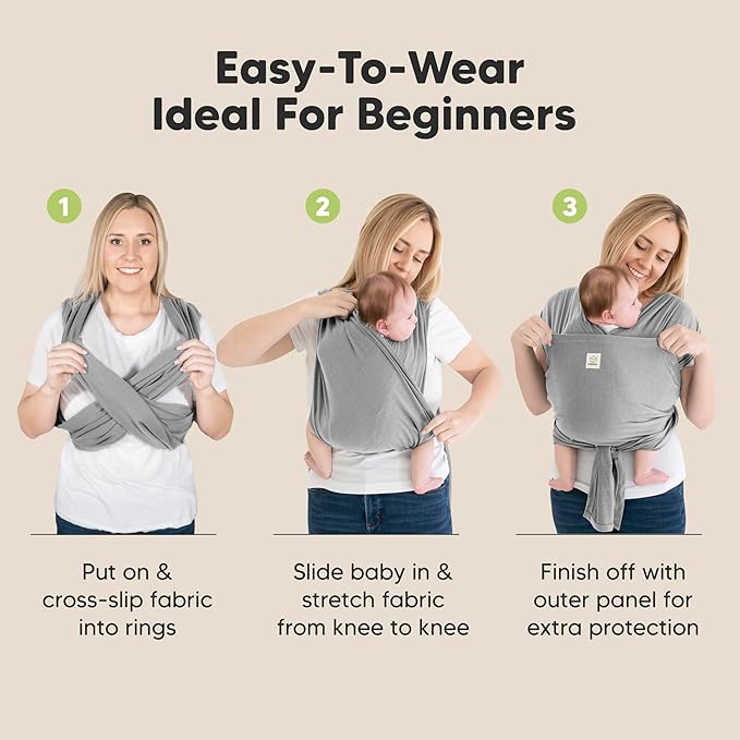 KeaBabies Baby Wrap Carrier Ring Sling - Easy to Wear, Adjustable D-Lite Baby Carrier Newborn to Toddler, Infant Carrying Shirt, Hands Free Bonding, Breathable Fabric Wearing Wrap (Powder Blue)