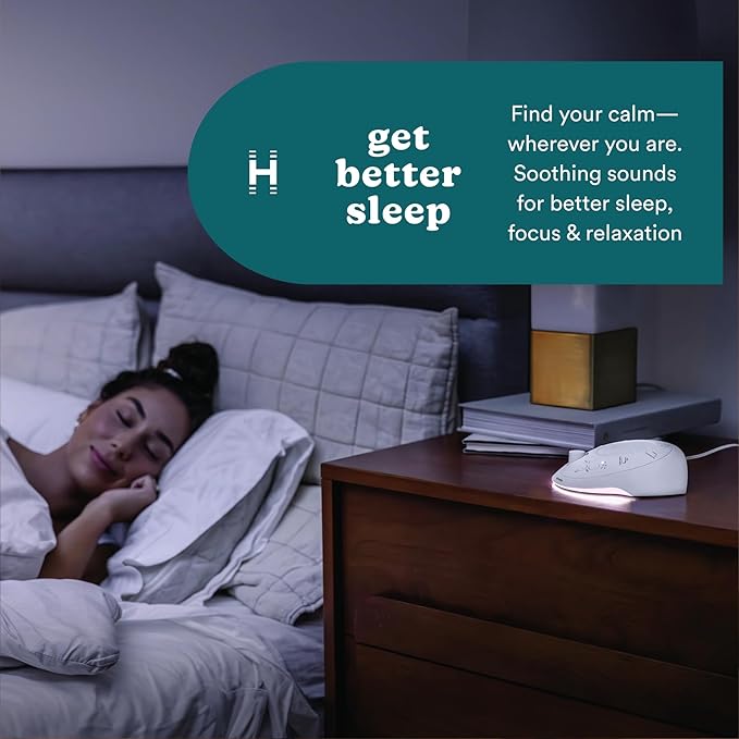 Homedics Sleep Better Portable Sound Machine, Night Light,12 Soothing Sounds Including White Noise, Rain, and Thunderstorm, Ultra-Portable Design, Auto-Off Timer, Ideal for Travel & Baby Sleep