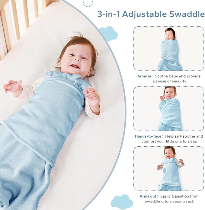 ZIGJOY Swaddle Sleep Sack Newborn 1.5 Tog Fleece Wearable Blanket Baby 0-3 3-6 6-12 Months - Winter Sleeping Sacks Bag