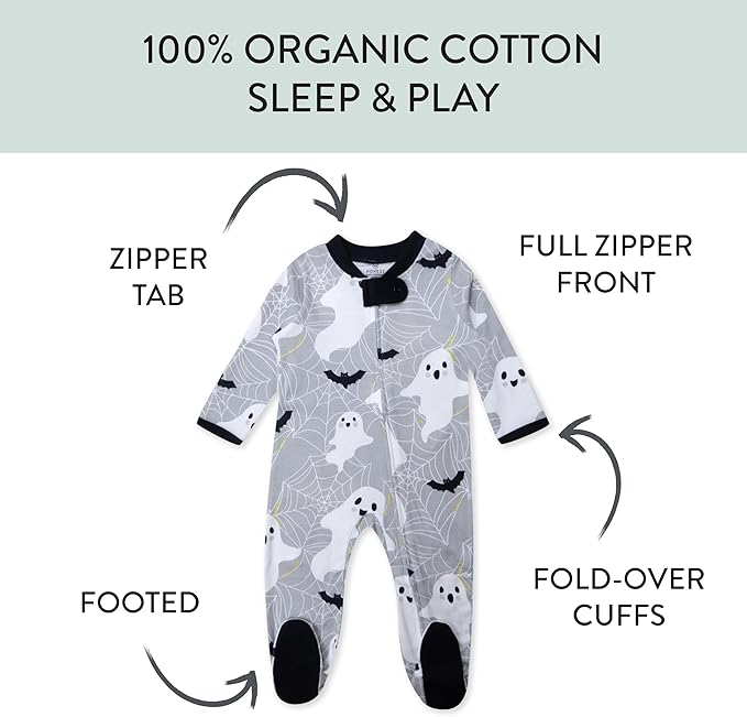 HonestBaby Baby Celebration Sleep & Play Footed One-Piece Pajama Sleeper 100% Organic Cotton