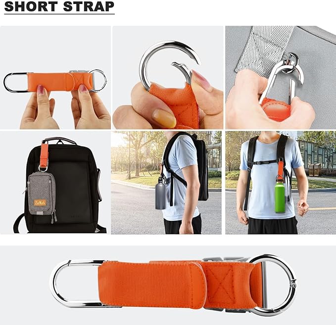 Elastic Jacket Gripper with D-Ring Hook and Buckle, ZINZ D-Ring Hook Baggage Suitcase Straps Belts Travel Accessories, Makes Your Hands Free