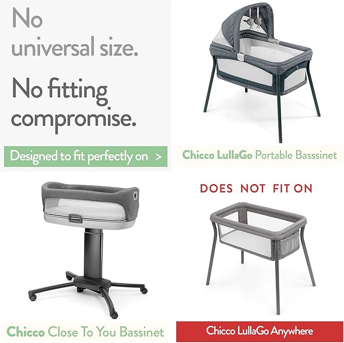 Joey + Joan Bassinet Sheets for Chicco LullaGo Nest & Primo Portable Bassinet, Close to You 3-in-1 and Next2Me Bedside Bassinet 100% Cotton Dusty Blue + Navy 2 Pack