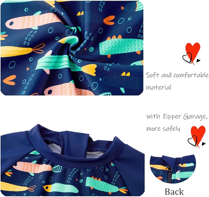UMELOK Baby Boys UPF 50+ Sun Protection One Piece Rashguard Swimsuit with Snap Bottom