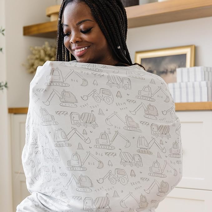 Baby Car Seat Cover Canopy and Nursing Cover Multi-Use Stretchy 5 in 1 Gift "Gage" by Copper Pearl