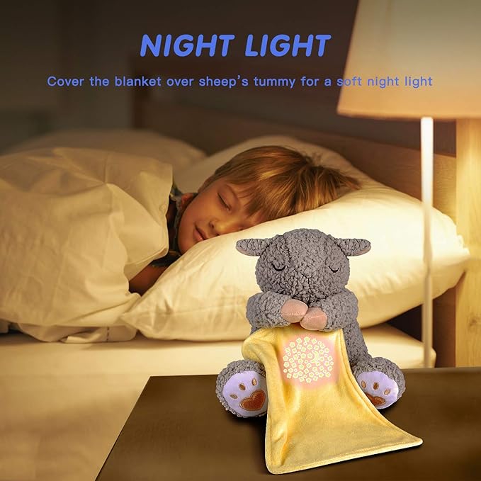 BEREST Rechargeable Baby Sleep Soother, Mom's Heartbeat Babies Cry Sensor Lullabies & White Noise Sound, Nursery Decor Night Light Projector Toddler Crib Sleeping Aid, Boys & Girls Shower Gifts