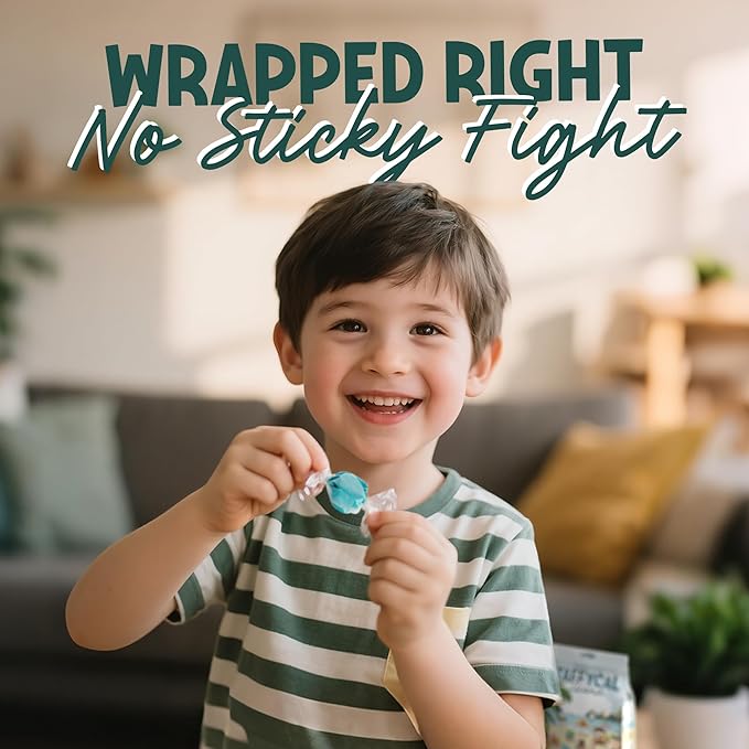 Snackathon Salt Water Taffy Assorted Mix – Taffycal Island Edition, 10-Flavor Tropical Variety, Individually Wrapped Soft & Chewy Gourmet Candy, Unique 7 oz Themed Bag for Gifting