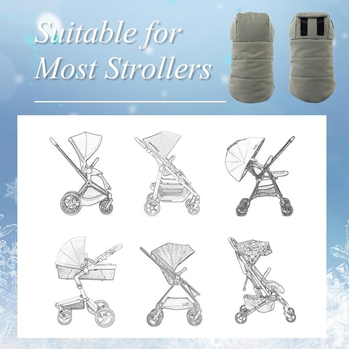 Zsedrut Stroller Gloves Universal Winter Anti-Freeze Stroller Mittens Water Repellent Hand Warmer Muff Fleece Lined,Winter Stroller Accessories (Army Green)