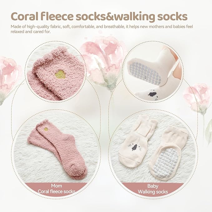 New Mom & Baby Gift Set | Pregnancy & Baby Shower Gifts for Her | Pink Mama Glass Tumbler & Bunny Rattle Care Package for Mom & Baby