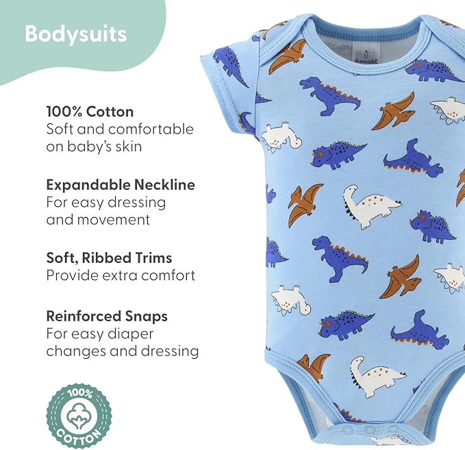 The Peanutshell Baby Layette Gift Set for Boys - 16 Piece New Born Boy Gift Set, Baby Clothes & Newborn Essentials Must Haves - Newborn Clothes 0-3 Months - Blue Dino
