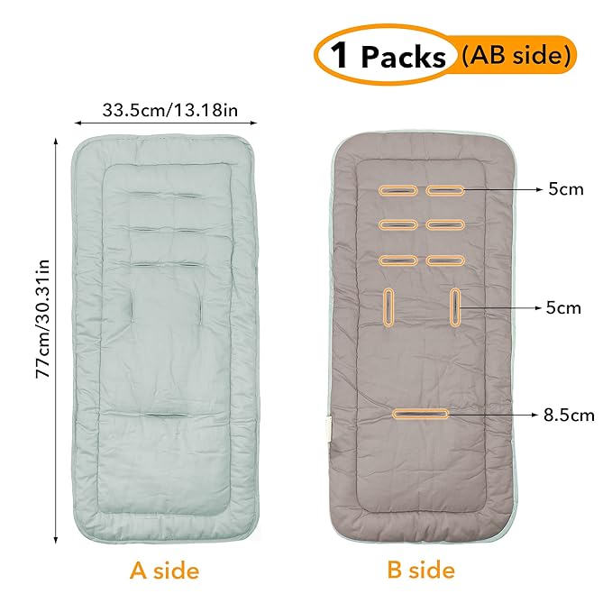 Baby Carriage Cushion, Universal Breathable Stroller Mat, Stroller Cushion for Strollers 100% Cotton, 34x78cm,1 Pack