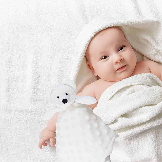 Baby White Polar Bear Soft Stuffed Animal Security Blanket, Plush Polar Bear Character Lovey Blanket, Baby Shower/Nursery Gift, Newborn Infant Toddler Snuggle Blankie for Child, 13 Inches