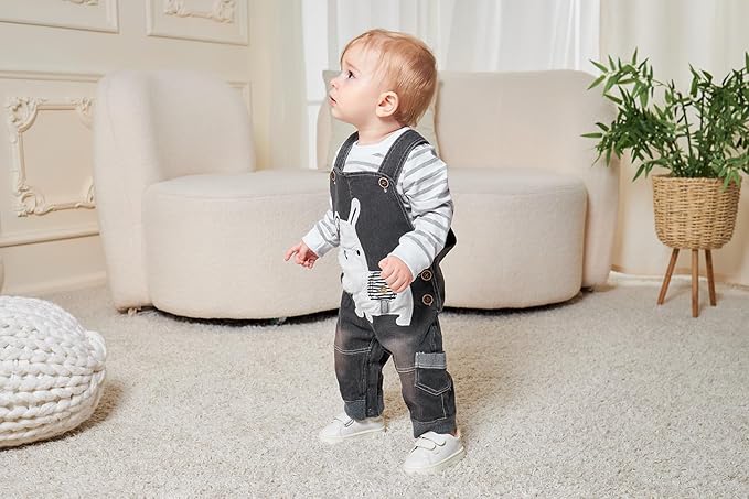 Cute Baby Boy Clothes Suit Toddler Boys' Striped long Sleeve T-Shirt+Denim Overalls Jumpsuit Pants Outfits Sets