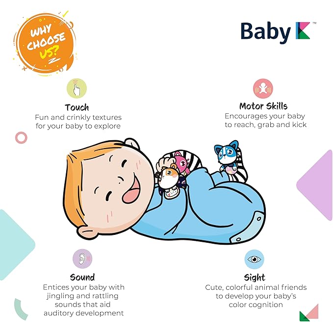 BABY K Baby Rattle Socks & Wrist Toys (Set K) - Newborn Toys for Baby Boy or Girl - Brain Development Infant Toys - Hand and Foot Rattles Suitable for 0-3, 3-6, 6-12 Months Babies