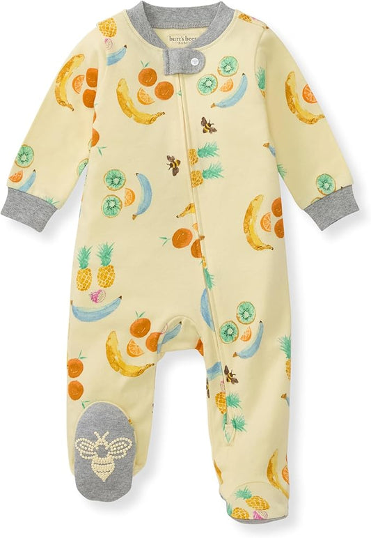 Burt's Bees Baby Baby Girls Pajamas, Zip Front Non-Slip Footed Sleeper Pjs, 100% Organic Cotton
