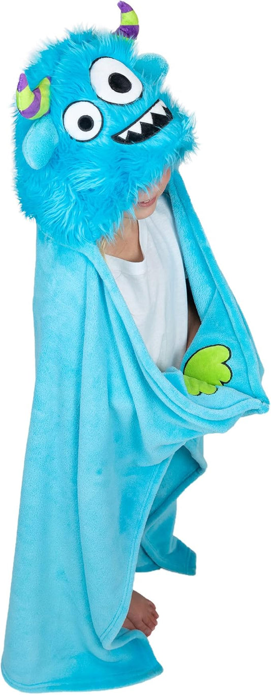 Lazy One Wearable Hooded Blanket for Kids, Animal Hooded Blanket (Monster)