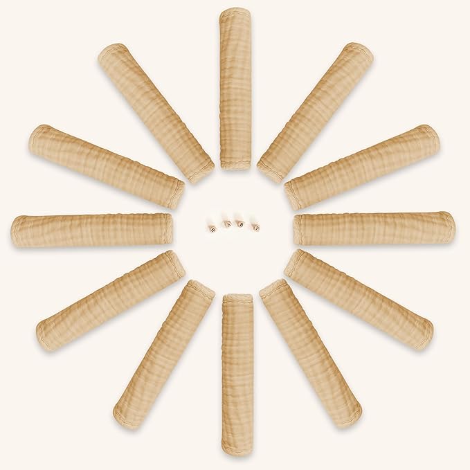 12 Pack Muslin Burp Cloths - Large 20" x 10", Ultra Absorbent 100% Cotton for Baby Drool and Messes - Soft, Gentle Baby Burp Rag for Boys & Girls -Brown