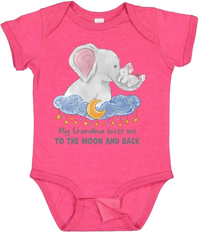 inktastic My Grandma Loves Me To the Moon and Back Elephant Family Baby Bodysuit