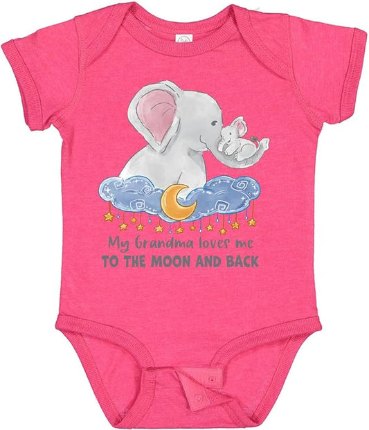 inktastic My Grandma Loves Me To the Moon and Back Elephant Family Baby Bodysuit
