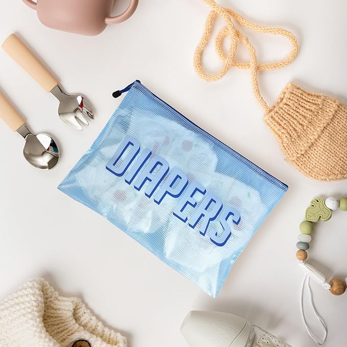 3pcs Hospital Bag Organizing Pouches for Labor and Delivery, Maternity Essentials Diaper Bag Organizer for Mom Travel (Blue, Large)