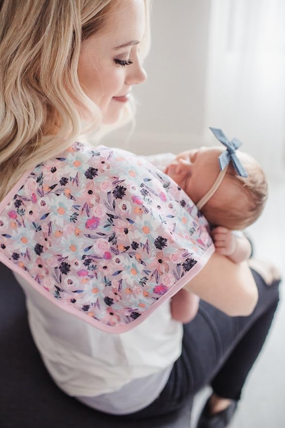 Copper Pearl Premium Baby Burp Cloths - 3-Pack Large Cotton Burp Cloths, Extra Soft Spit Up Rags with 3 Absorbent Layers, Perfect for Baby Girl Gifts (21" x 10" Size, Morgan Set)