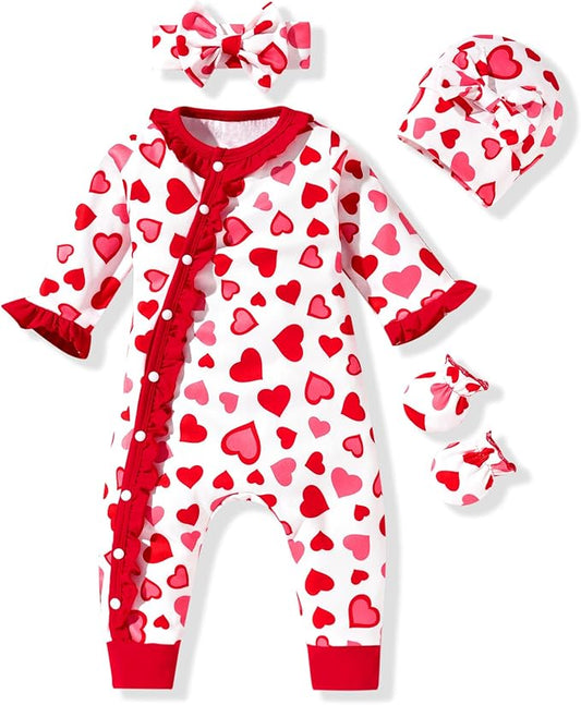 Aalizzwell Baby Girls Romper Outfit Fall Winter Clothes with Accessories