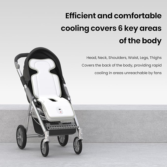 Bella's Friends Baby Stroller Cooling Pad with 2 Built-in Blower Up to 10H MAX 10000 mAh Rechargeable 3 Speed Adjustable Car Seat Liner Cooling Cushion for Toddler Outdoors Summer Baby Essentials