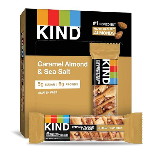 KIND Nut Bars, Caramel Almond & Sea Salt, Healthy Snacks, Gluten Free, Low Sugar, 6g Protein, 12 Count