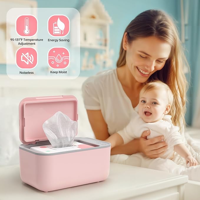 Wipe Warmer, Baby Wipe Warmer with 3 Modes Temperature Control, Diaper Wipes Dispenser with Large Capacity, Evenly Overall Heating, Constant Temperature Wipe Holder
