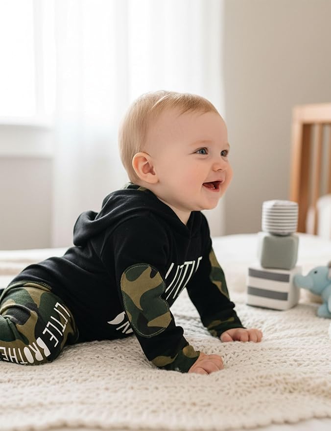 Fommy Newborn Baby Boy Clothes Plaid Letter Print Long Sleeve Hoodies + Long Pants 2PCS Fall Winter Outfits Set