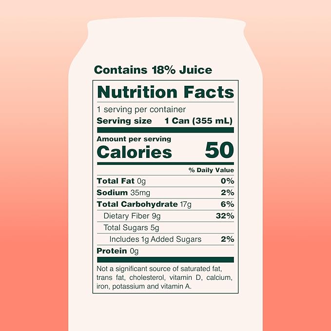 OLIPOP Prebiotic Soda Pop, Peaches & Cream, A New Kind of Soda Packed with Prebiotics, Fiber, and Botanicals, Gluten Free, Vegan, GMO Free, 12oz (12-Cans)