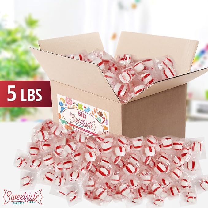 Soft Peppermint Candy Mints, 5 Pound mints bulk individually wrapped, Refreshing Candy for Fresh Breath, Perfect soft peppermint puffs for Offices, Parties, and Everyday Enjoyment