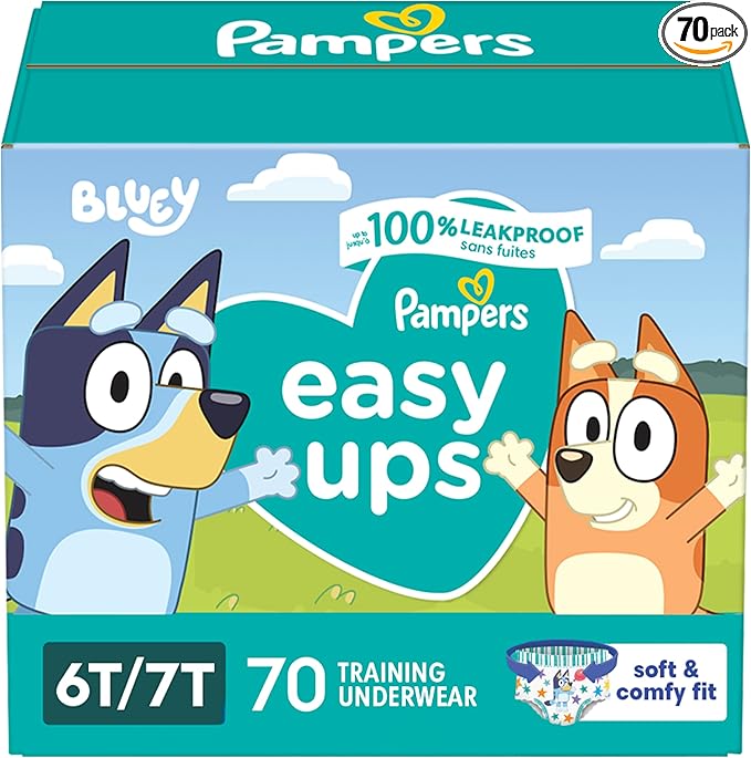 Pampers Training Pants - Easy Ups Boys & Girls Bluey - Size 6T-7T, 70 Count, Children's Potty Underwear