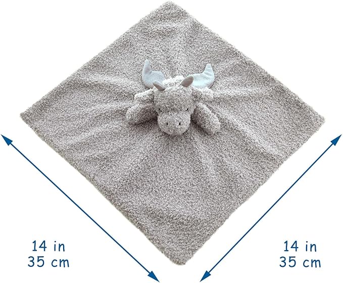 Baby Gray Dragon Soft Stuffed Animal Security Blanket, Plush Dinosaur Character Lovey Blanket, Baby Shower/Nursery Gift, Newborn Infant Toddler Snuggle Blankie for Boys Girls, 14 Inches