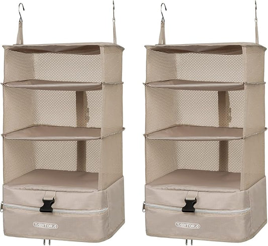 TABITORA Portable Hanging Travel Shelves Bag Packing Cube Organizer Suitcase Storage Large Capacity