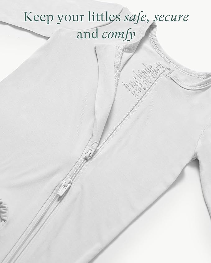 PurComfy Baby Zipper Footie Pajamas, Supersoft Bamboo Rayon Baby Footed Pjs Boy Girl 0-3-6-9-18-24 Month Coverall Sleepers