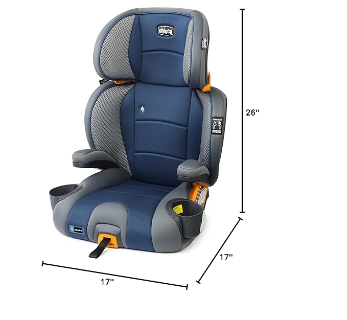 Chicco KidFit Adapt Plus 2-in-1 Belt-Positioning Booster Car Seat, Backless and High Back Booster Seat, for Children Aged 4 Years and up and 40-100 lbs. | Vapor/Grey