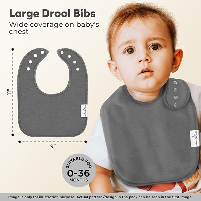 Organic Cotton Baby Bibs for Boys, Girls - Soft Drooling and Teething Bibs - Absorbent, Adjustable Bib for Toddlers