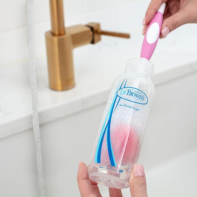 Dr. Brown's Baby Bottle and Nipple Brush Soft Touch and Sponge Brush, Pink Variety Pack, 2 Count