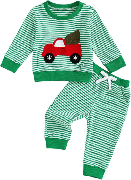CIYCUIT Toddler Baby Boy Outfits Striped Sweatshirt Pants Clothes Set