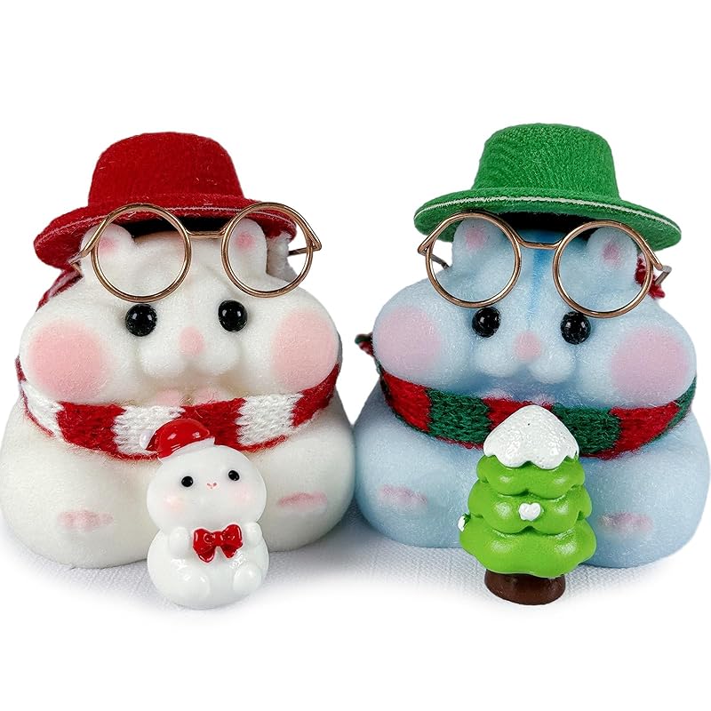 Handmade Taba Squishy Hamster Toy,Cute Squishy Hamster Furry toy, Realistic Hamster Toy, Soft Silicone Mochi Fidget, Christmas Gift for Adults & Kids (2-Pack Christmas Set)