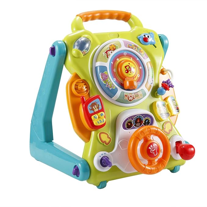 NuoPeng 3-in-1 sit-to-Stand Baby Walker, an All in 1 Learning Walker, Entertainment Table, Drawing Board for Infant Development (Yellow/Green)