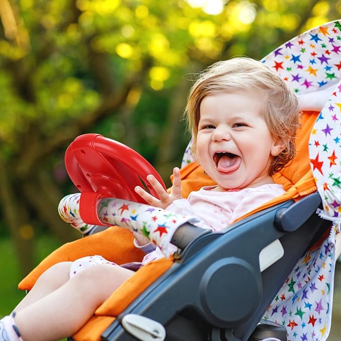 Accmor Stroller Steering Wheel Toy, Pretend Driving Simulated Steering Wheel for Baby Stroller Shopping Carts, Universal Detachable Funny Stroller Shopping Carts Toy Attachment Accessories