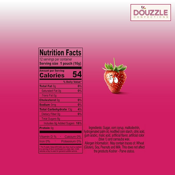 DOUzzle Back To School Oodles Clown Shaped, Strawberry Tiny Tangy Chews (12 Count, 1 Pack) Individually Wrapped, Party Favor, Goodie Bag & Pinata Filler - Kosher Parve