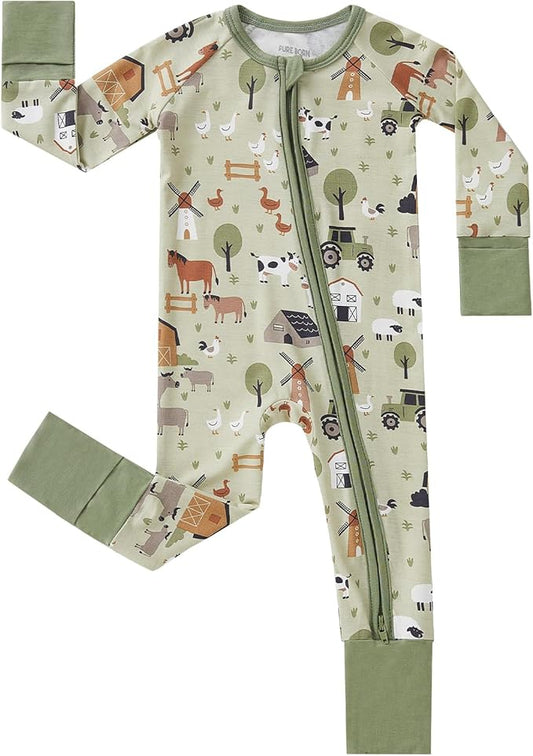 pureborn Baby Boys Girls Sleeper Snug Fit Viscose from Bamboo Pajamas 0-24 Months