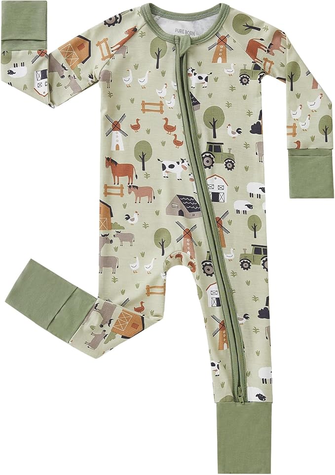 pureborn Baby Boys Girls Sleeper Snug Fit Viscose from Bamboo Pajamas 0-24 Months