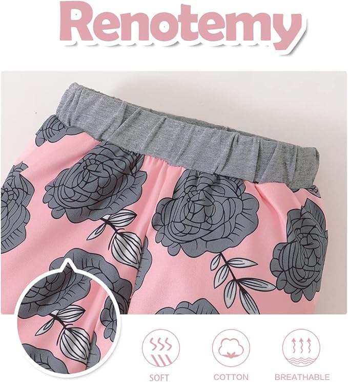 Renotemy Newborn Baby Girl Clothes Outfits Infant Romper Ruffle Floral Pants Cute Toddler Baby Girl Clothes Set